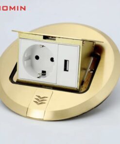 Bộ ổ cắm âm sàn đa năng màu vàng - thiết kế tròn