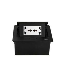 Bộ ổ cắm đôi 3 chấu đa năng âm bàn HOMIN, bề mặt nhôm màu đen 3M dạng Pop-Up mở bật lên có giảm chấn HM-AB305-ND