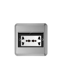 Bộ ổ cắm đôi 3 chấu đa năng âm sàn HOMIN, mặt Inox màu bạc 3M dạng mở nắp lật giấu nắp HM-ASL05-TB