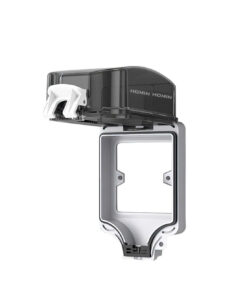 Mặt che mưa vuông chuẩn 86 IP66 HOMIN màu xám trong suốt, HM-CN8666-X