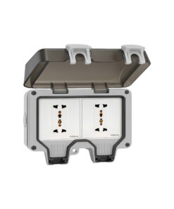 Hộp chống nước vuông đôi IP66 lắp nổi kèm 4 ổ cắm 3 chấu đa năng HOMIN, HM-CN662205-X